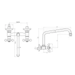 Mereo Retro Viktorie baterie dřezová, nástěnná, 150 mm, s U ramínkem trubkovým ø 18 mm - 230 mm