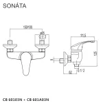 Mereo Sprchová nástěnná baterie, Sonáta, 100 mm, bez příslušenství, chrom