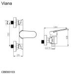 Mereo Sprchová nástěnná baterie, Viana, bez příslušenství, 150 mm, chrom