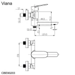 Mereo Vanová nástěnná baterie se sklopným ramínkem, Viana, bez příslušenství, 150 mm, chrom