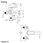 Mereo Vanová nástěnná baterie, Viana, bez příslušenství, 150 mm, chrom