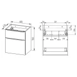 Mereo Mailo, koupelnová skříňka 61 cm, černé madlo, Multidecor, Beton Chicago tm šedý
