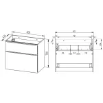 Mereo Mailo, koupelnová skříňka 81 cm, černé madlo, Multidecor, Beton tmavě šedý