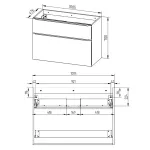 Mereo Mailo, koupelnová skříňka 101 cm, černé madlo, Multidecor, Jasan horský