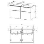 Mereo Mailo, koupelnová skříňka 121 cm, černé madlo, Multidecor, Dub Bardolino