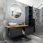 Mereo Mailo, koupelnová skříňka 121 cm, černé madlo, Multidecor, Dub Bardolino