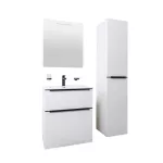 Mereo Mailo, koupelnová skříňka 121 cm, černé madlo, Multidecor, Arktická bílá
