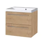 Mereo Bino, koupelnová skříňka s umyvadlem z litého mramoru 61 cm, dub Arlington