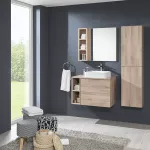 Mereo Aira, koupelnová skříňka 170 cm vysoká, levé otevírání, Multidecor, Dub Sand Barbera