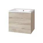 Mereo Aira, koupelnová skříňka s umyvadlem z litého mramoru 61 cm, dub Kronberg