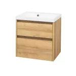 Mereo Opto, koupelnová skříňka s umyvadlem z litého mramoru 61cm, dub Riviera