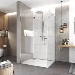 Mereo Zalamovací sprchový kout, Novea, obdélník, 90x80 cm, chrom ALU, sklo Čiré, dveře levé a pevný díl