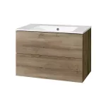 Mereo Aira, koupelnová skříňka s keramickým umyvadlem 81 cm, dub Halifax