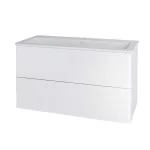 Mereo Siena, koupelnová skříňka s umyvadlem z litého mramoru 101 cm, bílá lesk