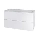 Mereo Siena, koupelnová skříňka s umyvadlem z litého mramoru 101 cm, bílá lesk