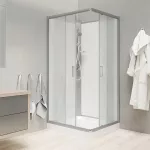 Mereo Sprchový box, čtvercový, 90cm, satin ALU, sklo Point, zadní stěny bílé, SMC vanička, bez stříšky