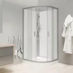 Mereo Sprchový box, čtvrtkruh, 90cm, satin ALU, sklo Point, zadní stěny bílé, SMC vanička, se stříškou