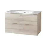 Mereo Aira, koupelnová skříňka s keramickým umyvadlem 101 cm, dub Kronberg