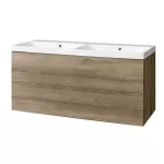Mereo Aira, koupelnová skříňka s umyvadlem z litého mramoru 121 cm, dub Halifax