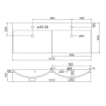 Mereo Aira, koupelnová skříňka s umyvadlem z litého mramoru 121 cm, dub Halifax