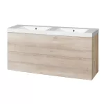 Mereo Aira, koupelnová skříňka s umyvadlem z litého mramoru 121 cm, dub Kronberg