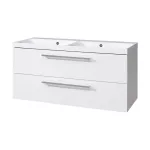 Mereo Bino, koupelnová skříňka s umyvadlem z litého mramoru 121 cm, bílá