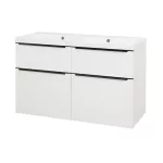Mereo Mailo, koupelnová skříňka s umyvadlem z litého mramoru 121 cm, bílá, černé madlo