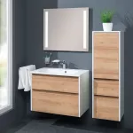 Mereo Opto, koupelnová skříňka s keramickým umyvadlem 81 cm, dub Riviera