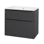 Mereo Mailo, koupelnová skříňka s keramickým umyvadlem 81 cm, antracit, černé madlo