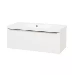 Mereo Mailo, koupelnová skříňka s umyvadlem z litého mramoru 101 cm, bílá, chrom madlo