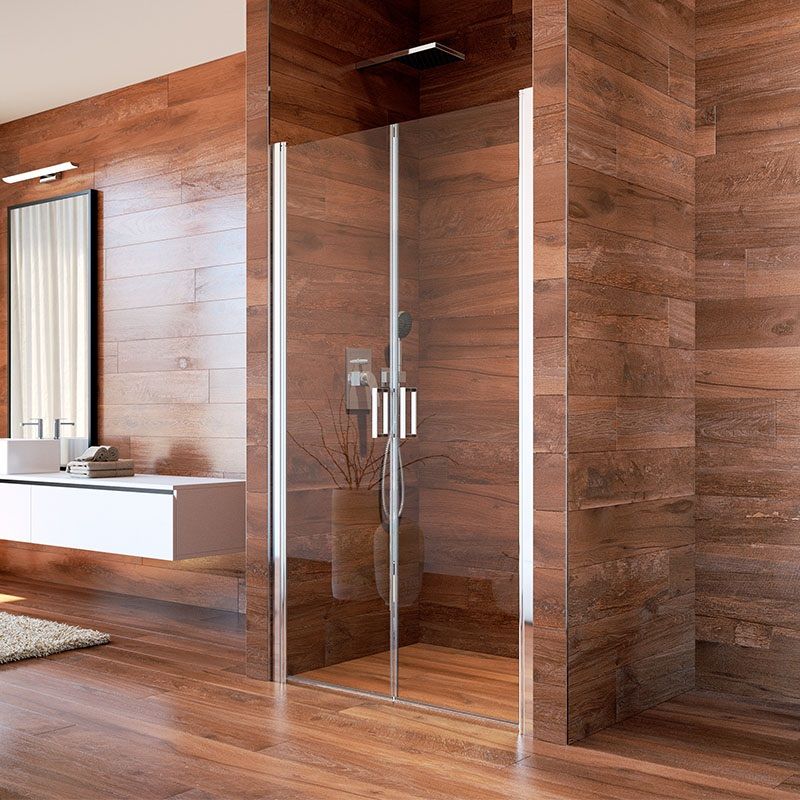 Sprchové dveře, LIMA, dvoukřídlé, lítací, 85x190 cm, chrom ALU, sklo Point Mereo