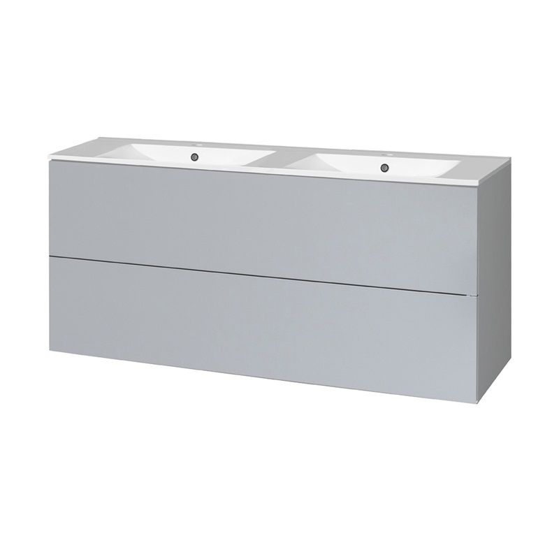 Aira, koupelnová skříňka s keramickým umyvadlem 121 cm, šedá Mereo