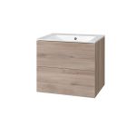 Aira, koupelnová skříňka s keramickým umyvadlem 60 cm, dub
