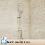 Sprchová souprava, třípolohová sprcha, šedostříbrná hadice, horní držák sprchy Mereo
