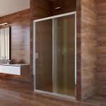 Sprchové dveře, LIMA, dvoudílné, zasunovací, 110x190 cm, chrom ALU, sklo Point Mereo