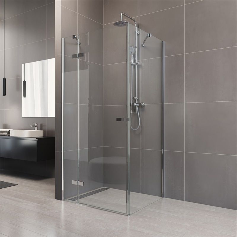 Sprchový kout, Novea, čtverec, 120x120 cm, chrom ALU, sklo Čiré, dveře pravé a pevný díl Mereo