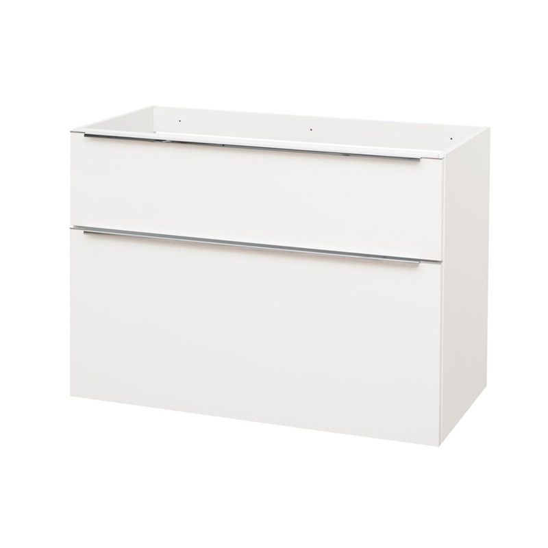 Mailo, koupelnová skříňka 101 cm, bílá, chrom madlo Mereo
