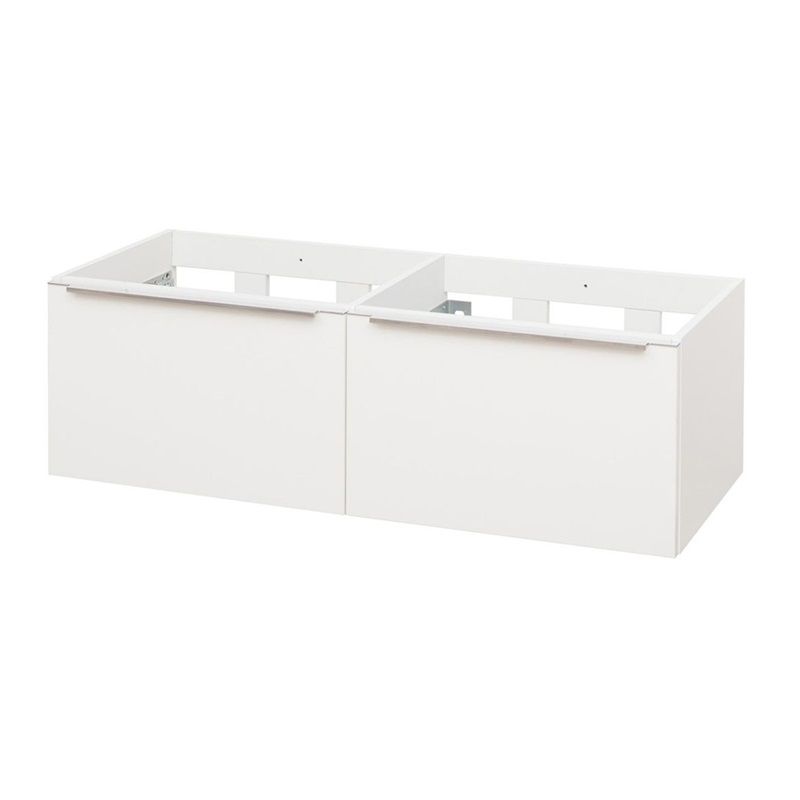 Mailo, koupelnová skříňka 121 cm, bílá, chrom madlo Mereo