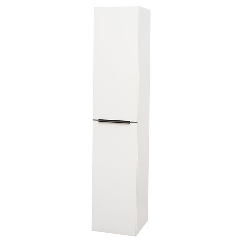 Mailo, koupelnová skříňka vysoká 170 cm, bílá, chrom madlo Mereo