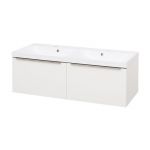 Mailo, koupelnová skříňka s umyvadlem z litého mramoru 121 cm, bílá, chrom madlo