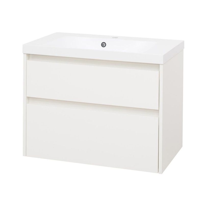 Opto, koupelnová skříňka s umyvadlem z litého mramoru 81 cm, bílá Mereo
