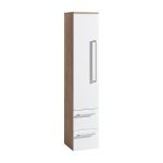 Bino, koupelnová skříňka vysoká 163 cm, levá, bílá/dub Mereo