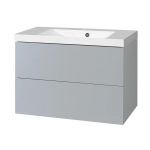 Aira, koupelnová skříňka s umyvadlem z litého mramoru 81 cm, šedá Mereo
