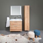 Vigo, koupelnová skříňka s keramickým umyvadlem 51 cm, dub Riviera Mereo