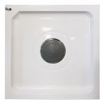 Sprchový box, čtvercový, 80 cm, satin ALU, sklo Point, zadní stěny bílé, litá vanička, se stříškou Mereo