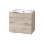 Aira, koupelnová skříňka s keramickym umyvadlem 61 cm, dub Kronberg Mereo