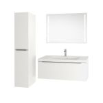 Mailo, koupelnová skříňka s umyvadlem z litého mramoru 81 cm, bílá, chrom madlo Mereo
