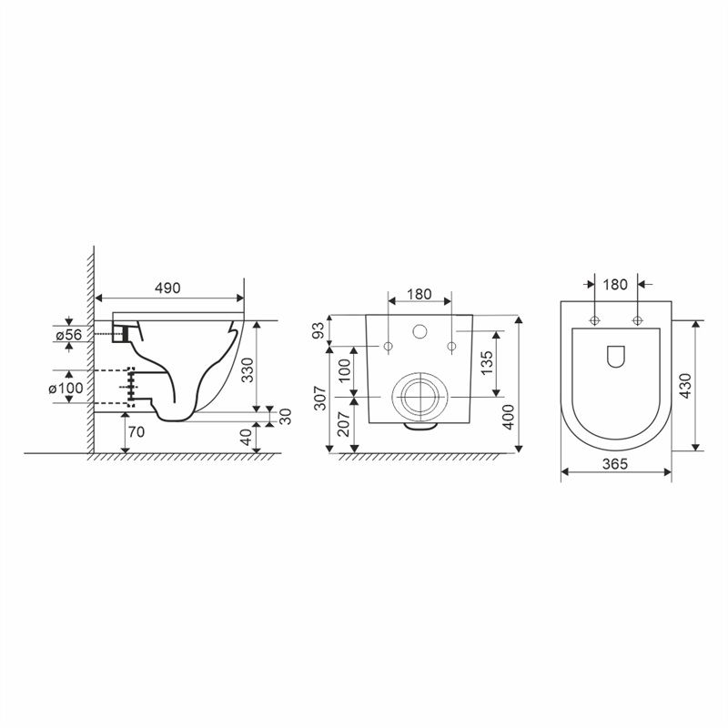 WC závěsné kapotované, RIMLESS, 490x370x360, keramické, vč. sedátka CSS115SN Mereo