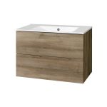 Aira, koupelnová skříňka s keramickym umyvadlem 81 cm, dub Halifax