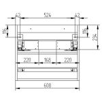 Aira, koupelnová skříňka s umyvadlem z litého mramoru 61 cm, dub Halifax Mereo